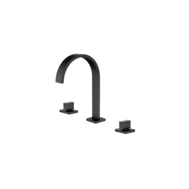 Dobleng hawakan ang tatlong butas na pader na naka -mount na banyo sink basin faucets